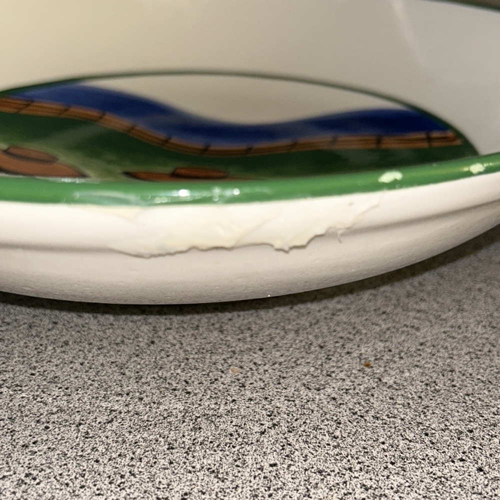 Vintage Ranchero Horsemen Gaetano Pottery USA Large 12 3/8” Bowl Signed - Picture 9 of 11